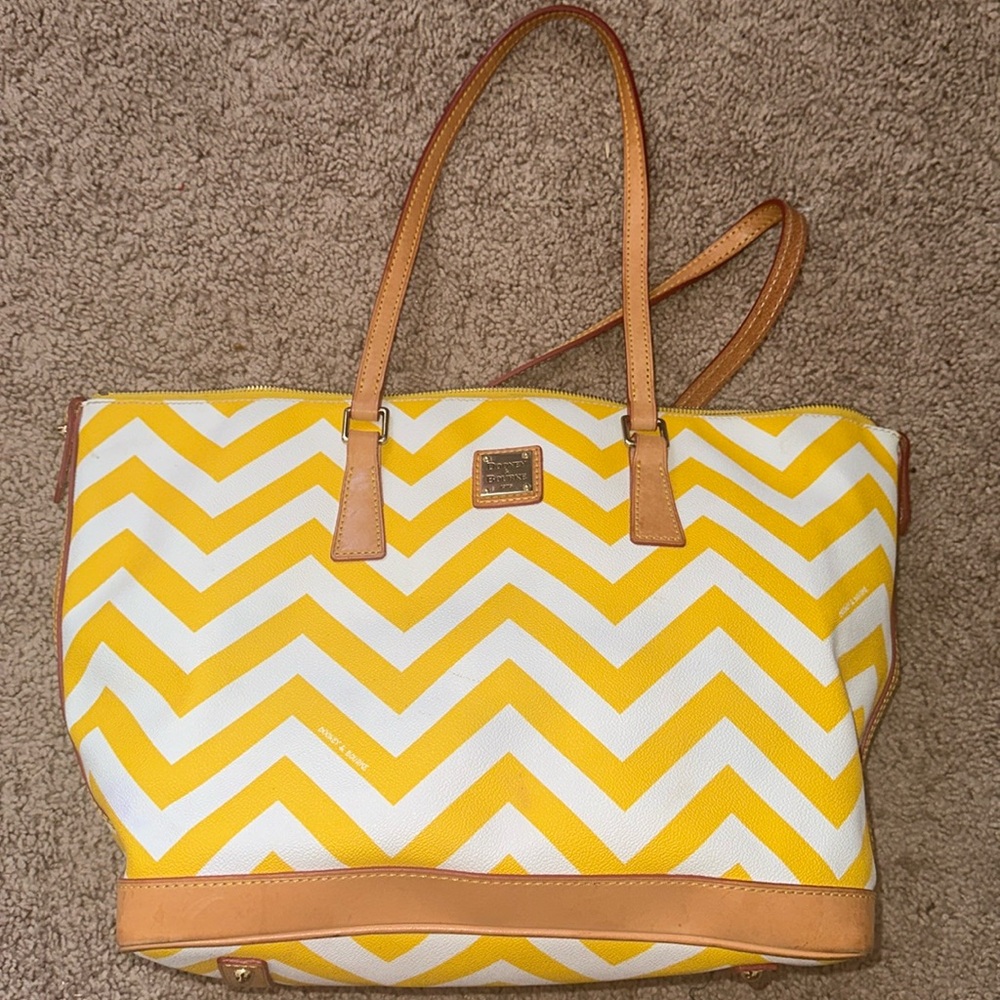 Dooney and Bourke yellow and white tote